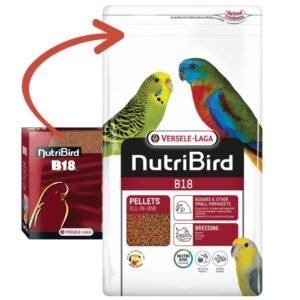 Pellets para aves exóticas NutriBird B18, alimentación completa para periquitos y loros.