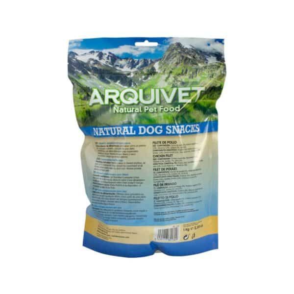 Arquivet comida natural para perros en bolsa de 1 kg, filete de pollo saludable y nutritivo para mascotas.