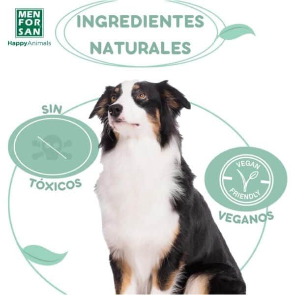 Ingredientes naturales para mascotas sin tóxicos, veganos y amigables con animales.