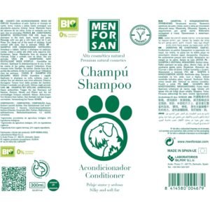 Champú shampoo para perros pelo suave y sedoso, ecológico, vegano y natural, con acondicionador para pelaje saludable.