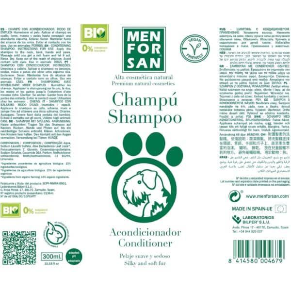 Champú shampoo para perros pelo suave y sedoso, ecológico, vegano y natural, con acondicionador para pelaje saludable.
