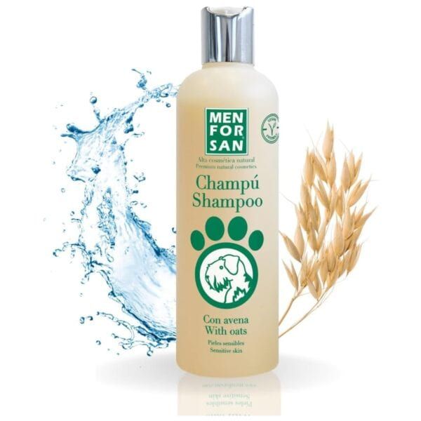 Men for San champú shampoo natural para perros, avena y piel sensible, cuidado mascotas.