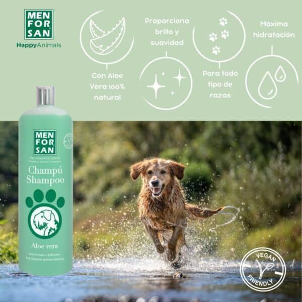 Aloe vera para perros, champú natural para mascotas, cuidado suave y brillante, ideal para todo tipo de razas y piel, vegano y amigable con el medio ambiente.