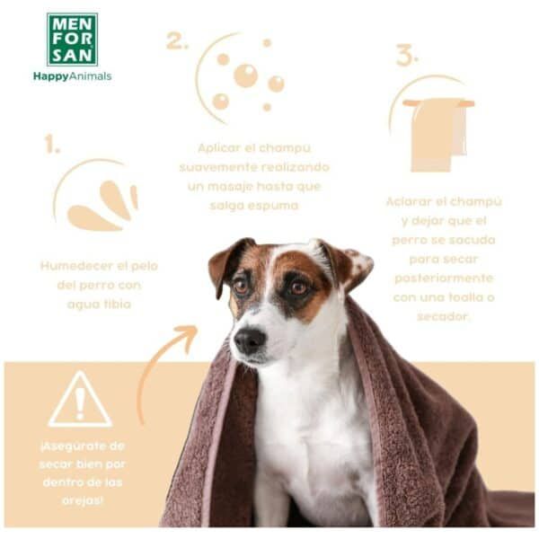 Secador de perros con toalla en cuidado de higiene para mascotas, guía paso a paso.