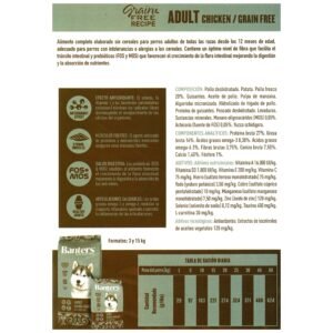 Pollo y patata para perros adultos grain free, envases de 3 y 15 kg en Tienda Online TodoMASKOTAS.