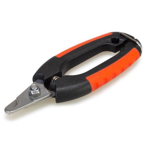 Resistente arnés de seguridad con asa de plástico negro y naranja para trabajos industriales.