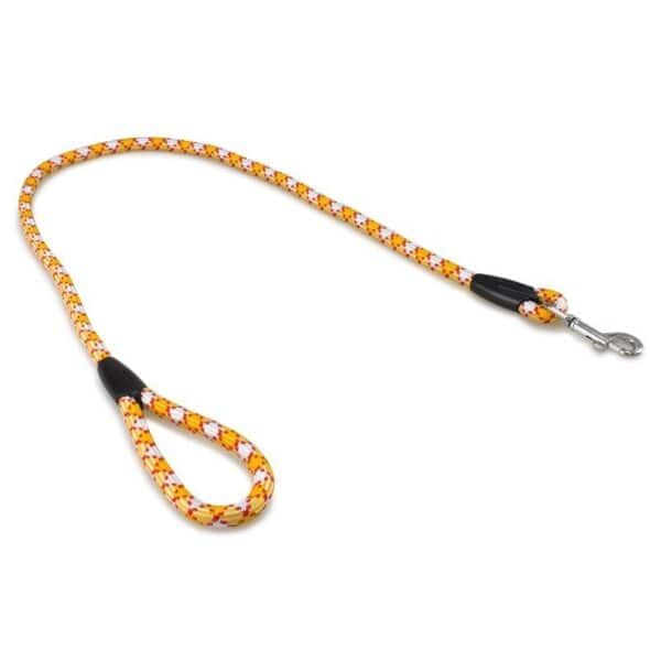 Cadena para mascotas de cuerda trenzada con mosquetón, ideal para perros pequeños.