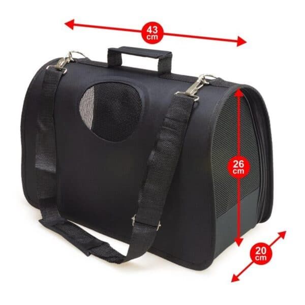 Maleta de transporte para mascotas con medidas, ideal para viajes y paseos. Resistente y cómoda, perfecta para mascotas de tamaño pequeño y mediano.