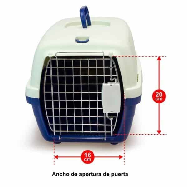 Clipping de jaula para mascotas con medidas precisas para transporte seguro.