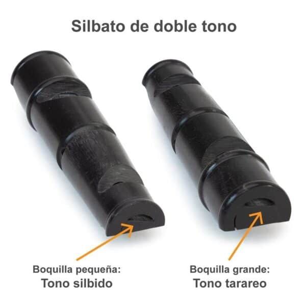 Silbato de doble tono en color negro para entrenamiento y juegos.