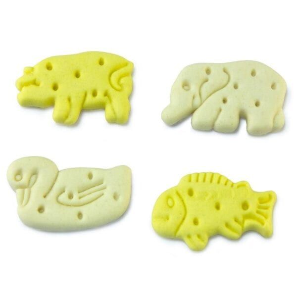 Galletas en forma de animales para decoración de tartas y cupcakes, ideal para temáticas infantiles.