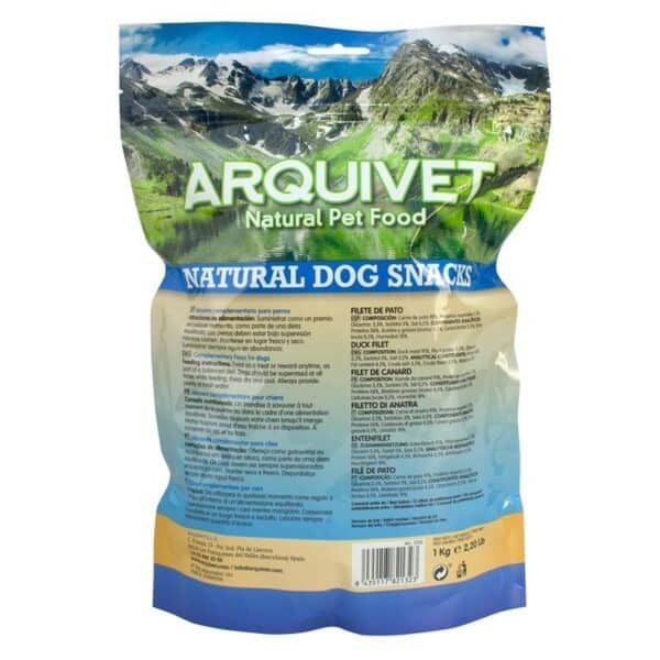 ArquiVet comida natural para perros, pellets de ave y pato, envase de 1 kg, alimento pet saludable para mascotas.