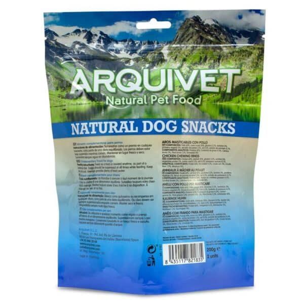 Arquevet Snacks naturales para perros con pollo y carne en bolsa de 200g.