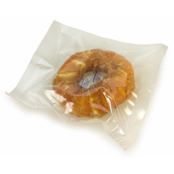 Azucarillo de donut en embalaje transparente | Dulce y crujiente donut en envase sellado.