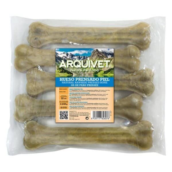 Hueso prensado para mascota, comida natural, hueso de carne presada para perros, snack saludable, 32cm, 5 unidades.