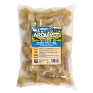 Hueso nudo piel para mascotas natural y duradero en tamaño de 18 cm.