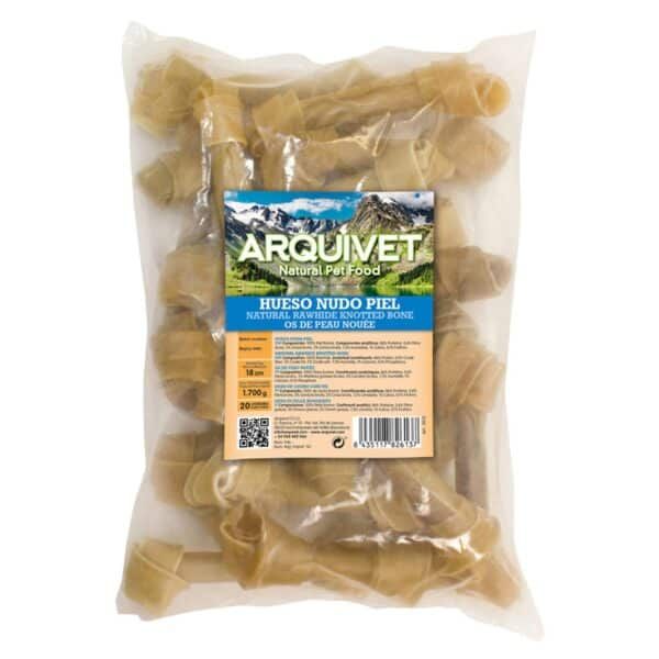 Hueso nudo piel para mascotas natural y duradero en tamaño de 18 cm.