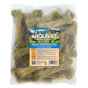 Hueso prensado piel para mascotas, natural, presionado, billete de 15 cm, 2 kg, mordisco, duradero, saludable, para perros.