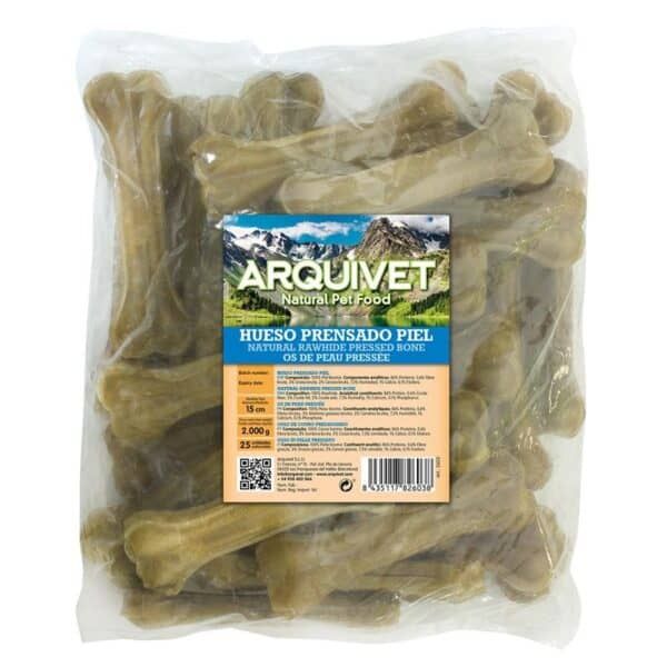 Hueso prensado piel para mascotas, natural, presionado, billete de 15 cm, 2 kg, mordisco, duradero, saludable, para perros.
