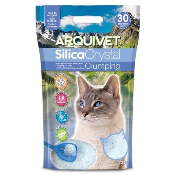 Arquet Silica Crystal para gatos, control de olores y clumping, 30 días de uso.