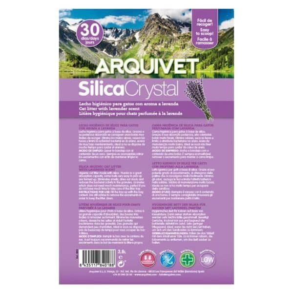 Tienda online de cama higiénica para gatos con aroma a lavanda y silice cristal, fácil de recoger y con larga duración.