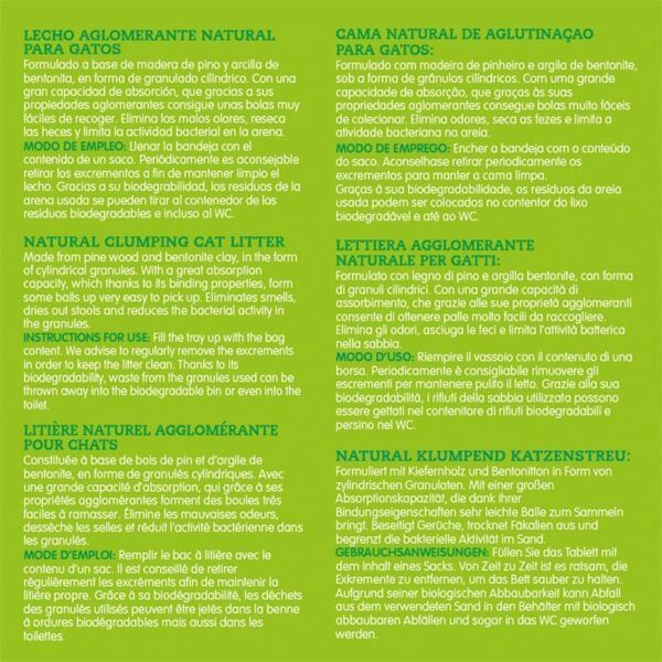 Residuo de arena biodegradable para gatos, bols, absorbentes y limpios.