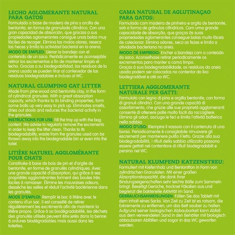 Residuo de arena biodegradable para gatos, bols, absorbentes y limpios.