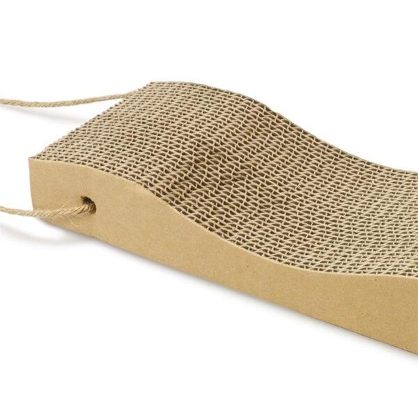 Rascador de cartón para gatos, juego y entretenimiento.