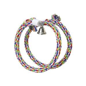 Cuerda para loros y aves con cascabel, resistente y colorida.