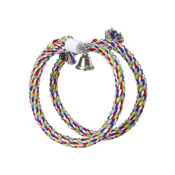 Cuerda para loros y aves con cascabel, resistente y colorida.