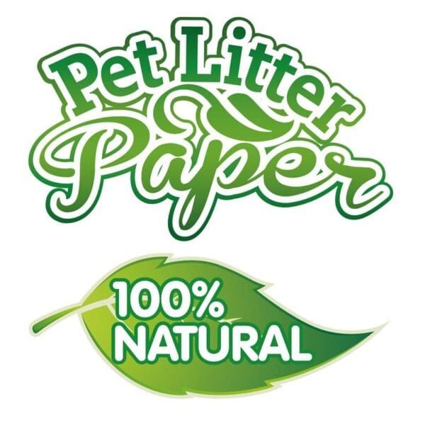 2. Etiqueta ALT: Logo de Pet Litter Paper, papel biodegradable y ecológico para mascotas.