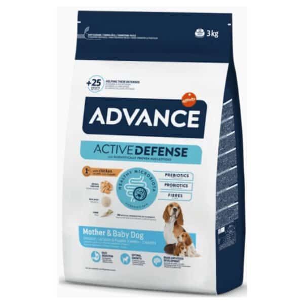 Advance alimento para perros madres e hijos, fórmula con probióticos y fibra, 3kg, para perros maternales y cachorros.