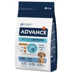 Advance Alimento para Perros Light Mini 1-10 kg, con probióticos y fibras, para una digestión saludable.