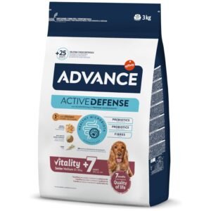 Advance pienso para perros con defensa activa, probióticos y fibras, control de salud microbita.