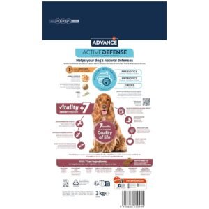 Alimento para perros senior con ingredientes naturales y beneficios para la salud.