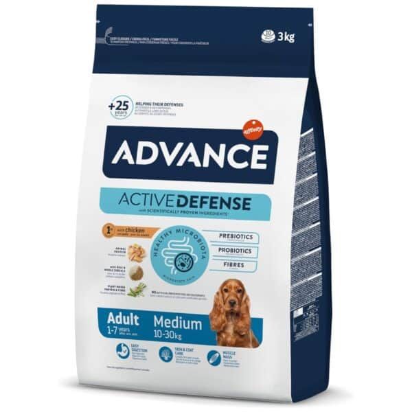 Alimento para perros Advance Active Defense peso 10-30 kg, pienso para adultos medianos.