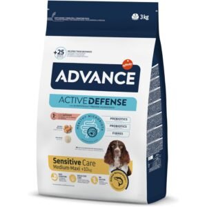 Advance Healthy Microbiota pienso para perros sensibilidad cuidado medium-maxi +10kg, con prebióticos y probióticos.