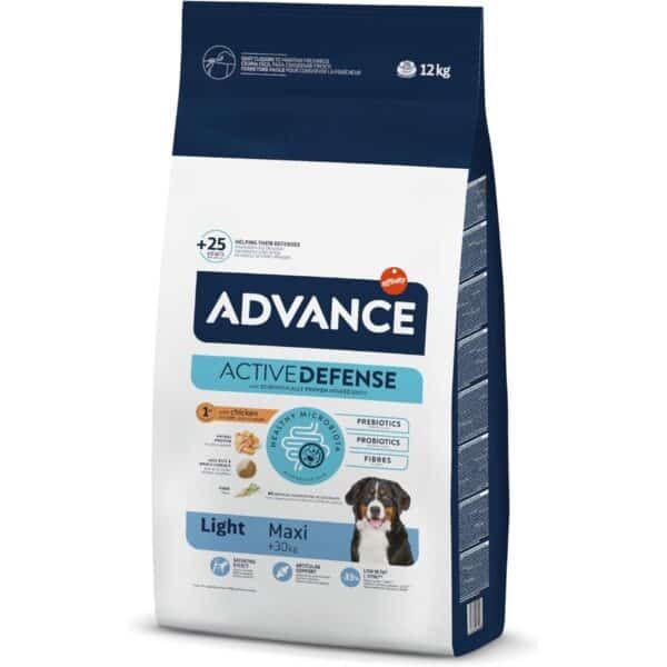 Advance alimento para perros, fórmula active defense, 12 kg, para perros grandes y activos.