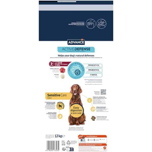 Advance activate defense pienso para perros con Lamb, prebióticos y fibras, digestión fácil y cuidado sensible, 12 kg.