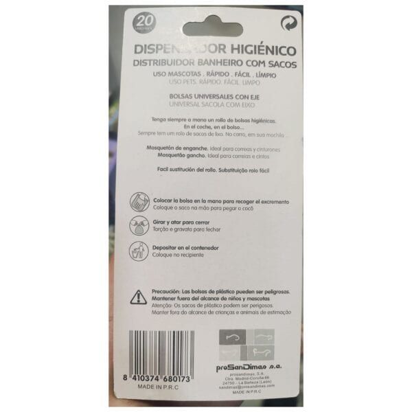 Bolsas higiénicas universales con cierre, ideal para dispensadores de baño y viajes.