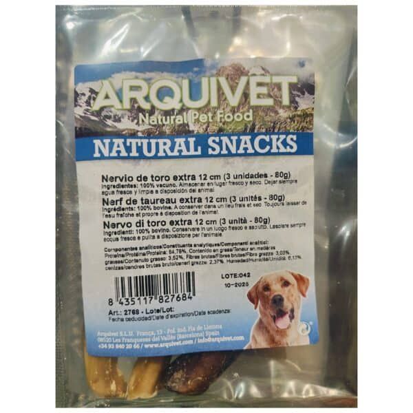 Nueces de toro naturales para mascotas, Snacks de 12 cm para perros grandes, proteínas 100% vacuna natural.