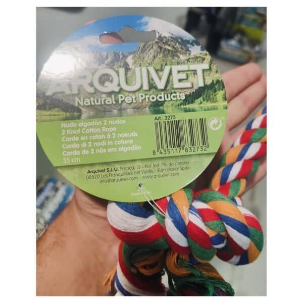 Arquívet cuerda de algodón a 2 nudos para mascotas, 35 cm.