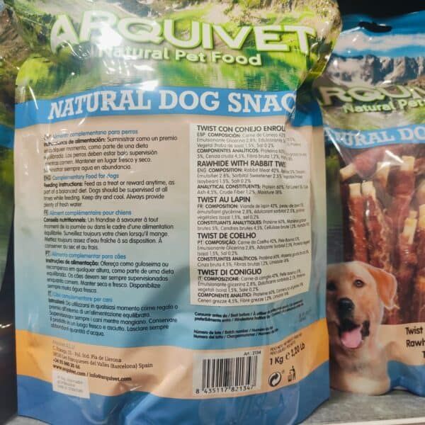 Natural snack para perros en bolsa de 1 kg, ideal para premiar y cuidar su alimentación.