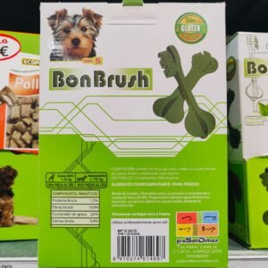 Polvo de limpieza para mascotas Bon Brush, sin gluten, con ingredientes naturales, para perros pequeños, ingredientes analíticos, fácil almacenamiento.