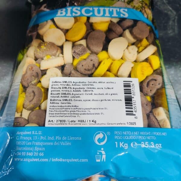 Biscuits de colores con forma de animales y smileys para decorar o comer, envase de 1 kg de Galletas dulces aromatizadas con cereales y sabor a frutas.