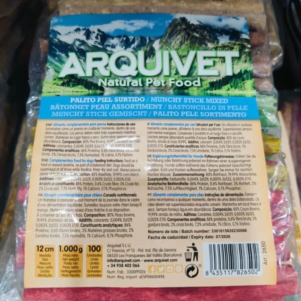 Barritas de comida natural para mascotas – palitos de piel surtido para perros.