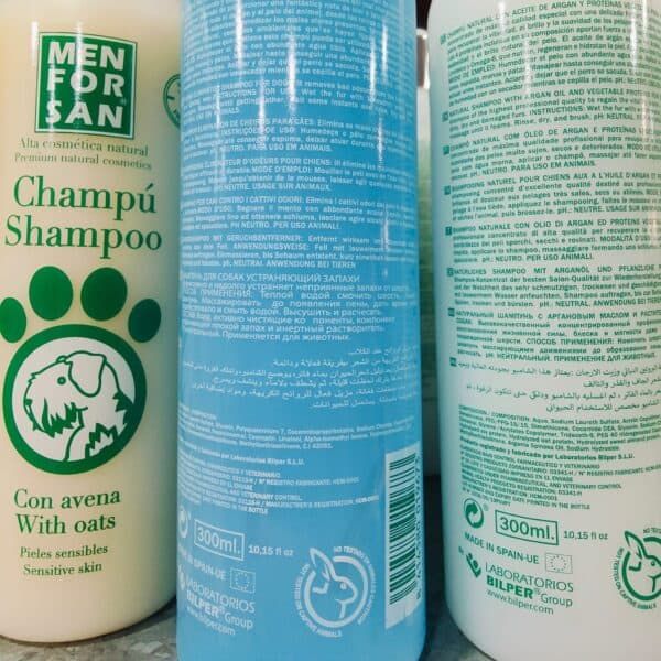 Champú con avena para piel sensible, shampoo natural para perros y gatos, 300ml.