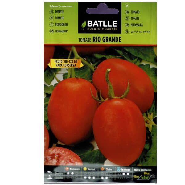 Tomate Río Grande Batlle, semillas para huerto y jardín, variedad resistente, planta productiva, cultivo ecológico.