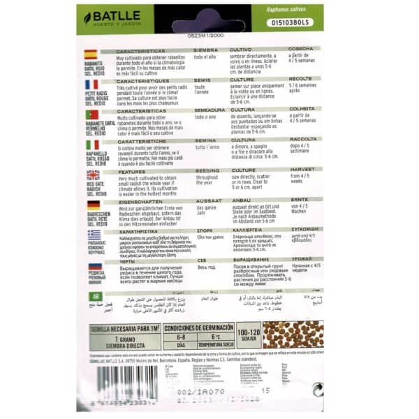 Germinado de rábano en paquete de semillas para cultivo, fácil de cultivar y cosechar en casa. Ideal para sembrar en suelo o en maceta.