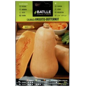 Semillas de calabaza butternut para jardinería y cultivo seguro. Perfectas para huertos y proyectos de jardinería ecológica.